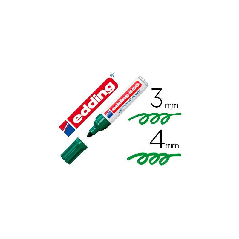 Rotulador edding punta fibra permanente 550 verde n. 4 punta redonda recargable