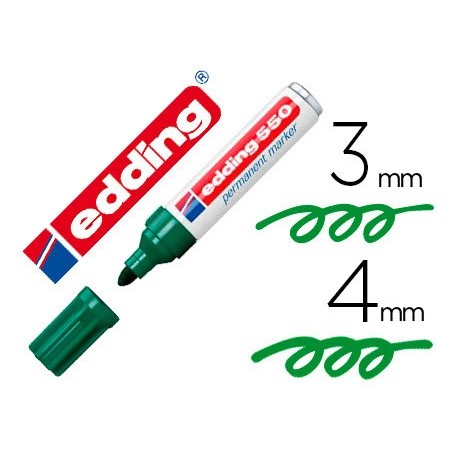 Rotulador edding punta fibra permanente 550 verde n. 4 punta redonda recargable