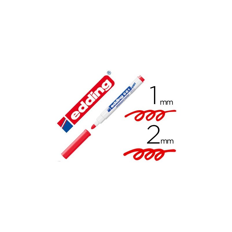 Rotulador edding para pizarra blanca 661 color rojo punta redonda 1-2 mm