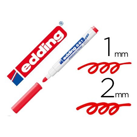 Rotulador edding para pizarra blanca 661 color rojo punta redonda 1-2 mm
