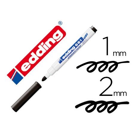 Rotulador edding para pizarra blanca 661 color negro punta redonda 1-2 mm
