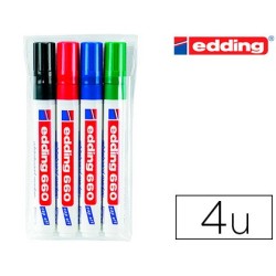 Rotulador edding para pizarra blanca 660 blister de 4 unidades colores surtidos recargable
