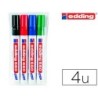 Rotulador edding para pizarra blanca 660 blister de 4 unidades colores surtidos recargable