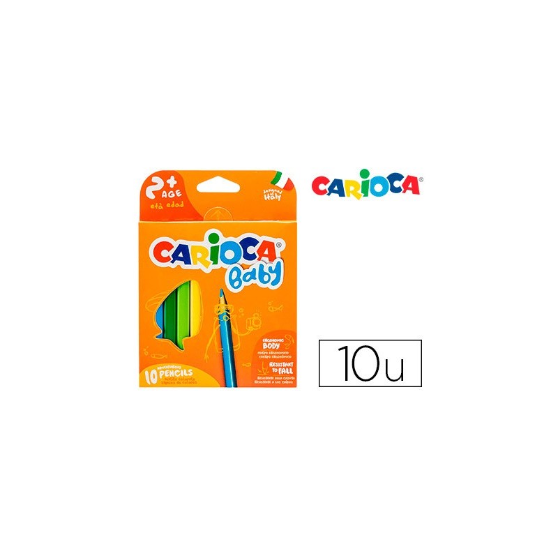 Lapices de colores carioca baby 2 años caja de 10 colores surtidos