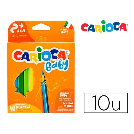 Lapices de colores carioca baby 2 años caja de 10 colores surtidos