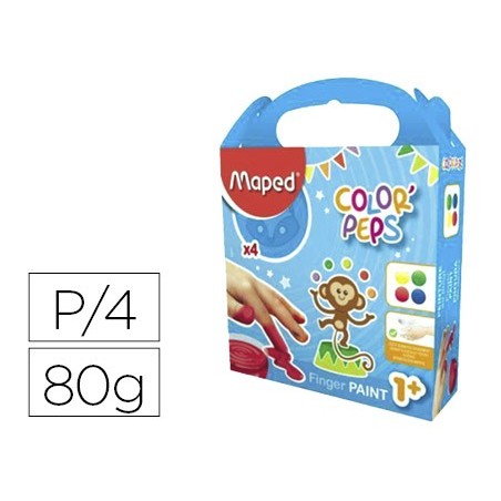 Pintura a dedos maped color peps caja de 4 botes colores surtidos 80 gr