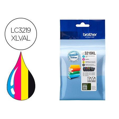 Ink-jet brother lc3219xlval multipack 4 colores negro / amarillo / cian / magenta alta capacidad 3000 pag negro