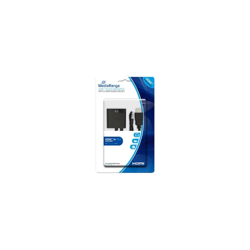 Cable hdmi a vga jack 3.5 mm mediarange negro