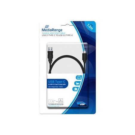 Cable usb 3.1 tipo c a usb 3.0 tipo a mediarange longitud del cable 1.2 mt negro