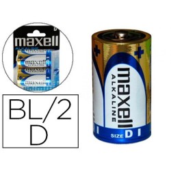 Pila maxell alcalina 1.5v tipo d lr20 blister de 2 unidades