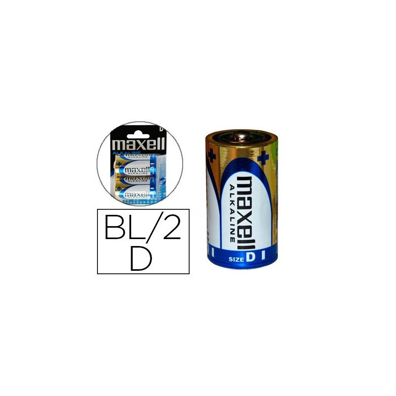 Pila maxell alcalina 1.5v tipo d lr20 blister de 2 unidades