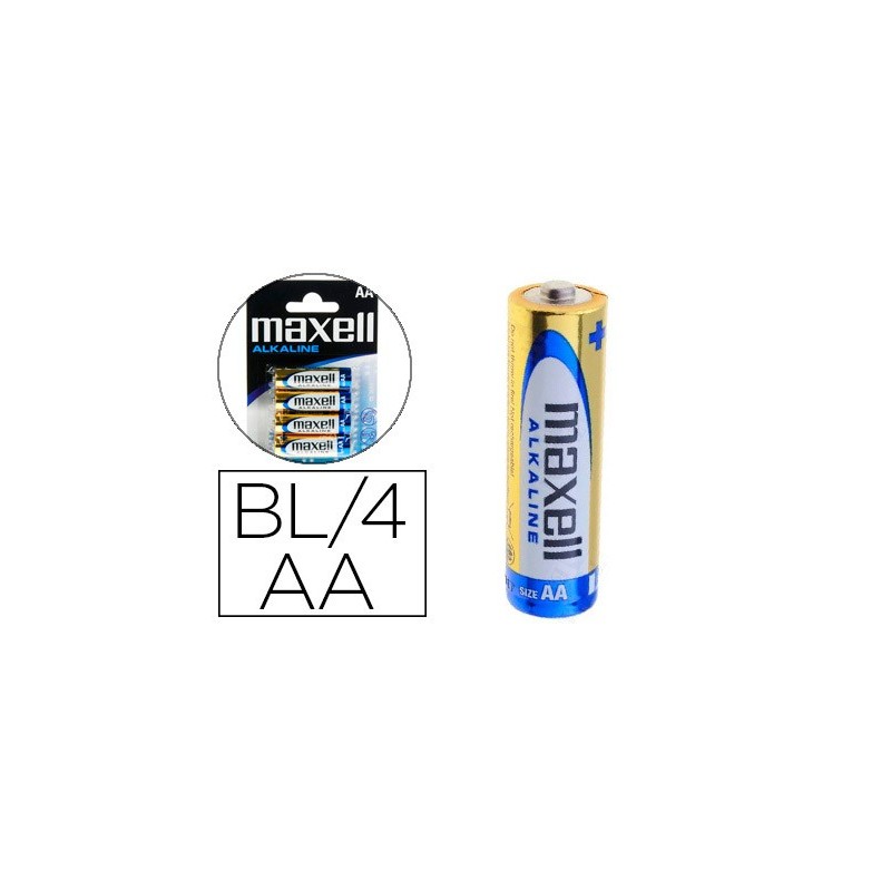 Pila maxell alcalina 1.5 v tipo aa lr06 blister de 4 unidades