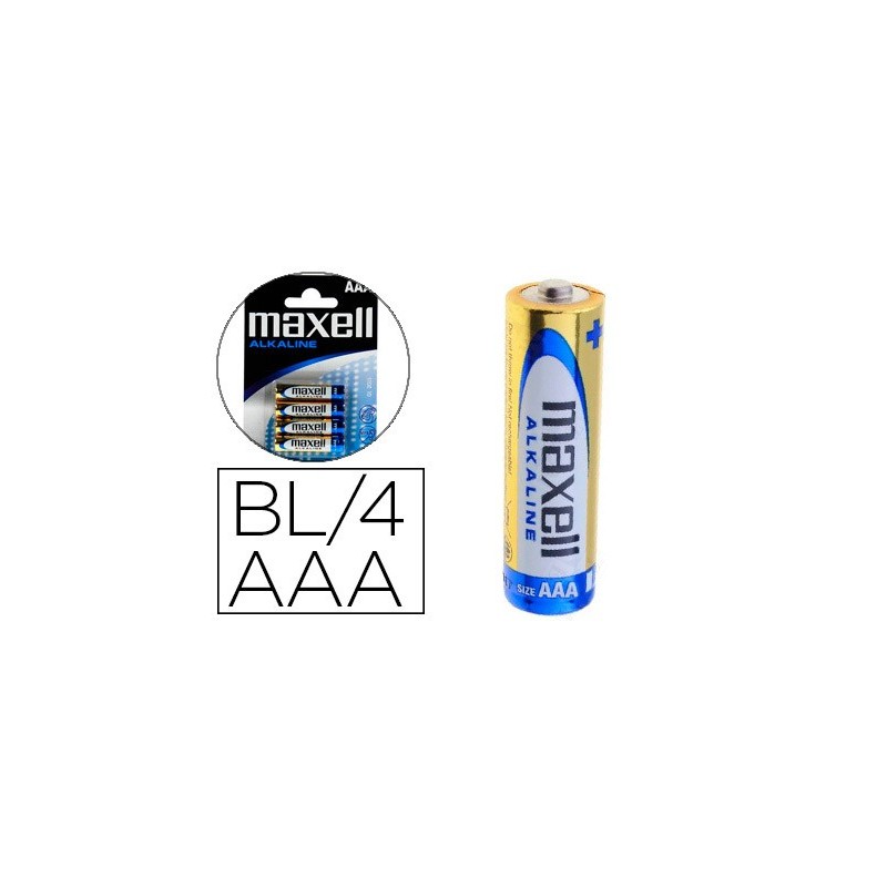 Pila maxell alcalina 1.5 v tipo aaa lr03 blister de 4 unidades