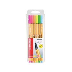 Rotulador stabilo punta de fibra point 88 blister 6 colores surtidos neon