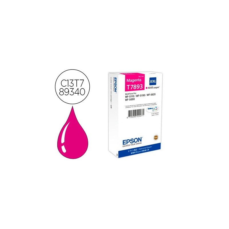 Ink-jet epson t7893xxl wf-5110 / 5190 / 5620 / 5690 magenta alta capacidad