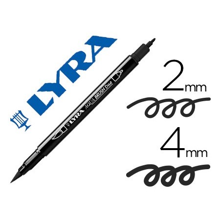 Rotulador lyra aqua brush acuarelable doble punta fina y pincel negro