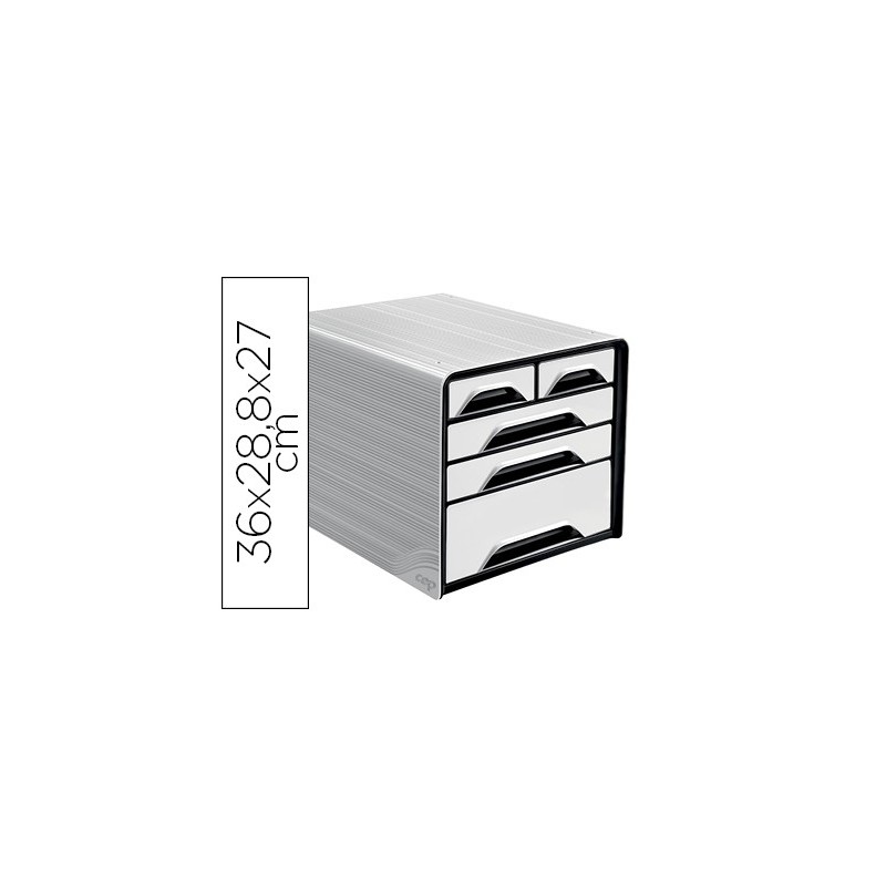 Fichero cajones de sobremesa cep 5 cajones mixtos blanco/negro 360x288x270 mm Fichero cajones de sobremesa cep 5 cajones mixtos blanco/negro 360x288x270 mm