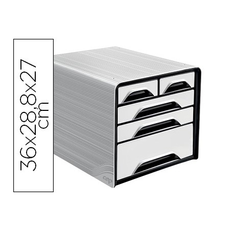 Fichero cajones de sobremesa cep 5 cajones mixtos blanco/negro 360x288x270 mm