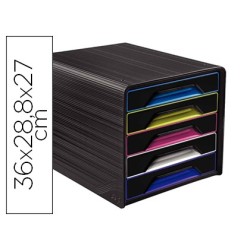 Fichero cajones de sobremesa cep 5 cajones negro/multicolor 360x288x270 mm