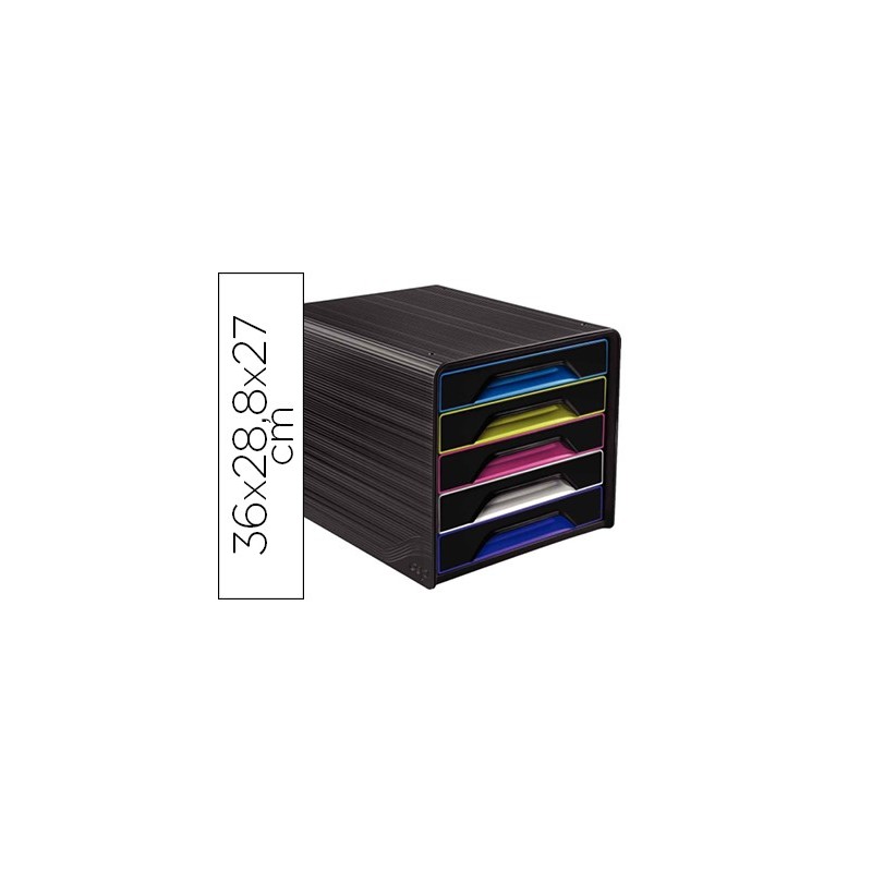 Fichero cajones de sobremesa cep 5 cajones negro/multicolor 360x288x270 mm