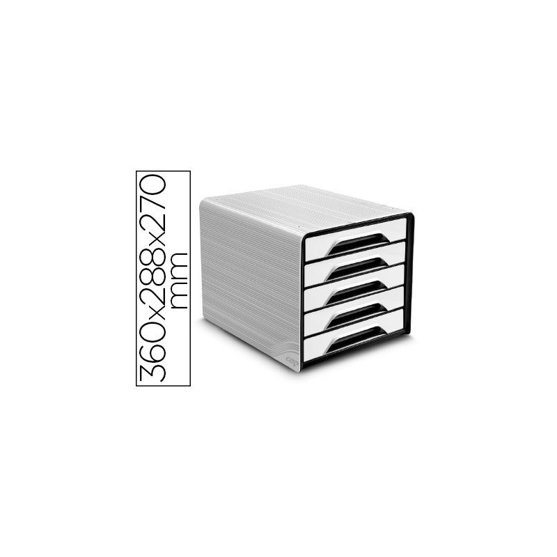 Fichero cajones de sobremesa cep 5 cajones blanco/negro 360x288x270 mm