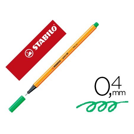Rotulador stabilo punta de fib ra point 88 esmeralda claro punta fina 0,4mm