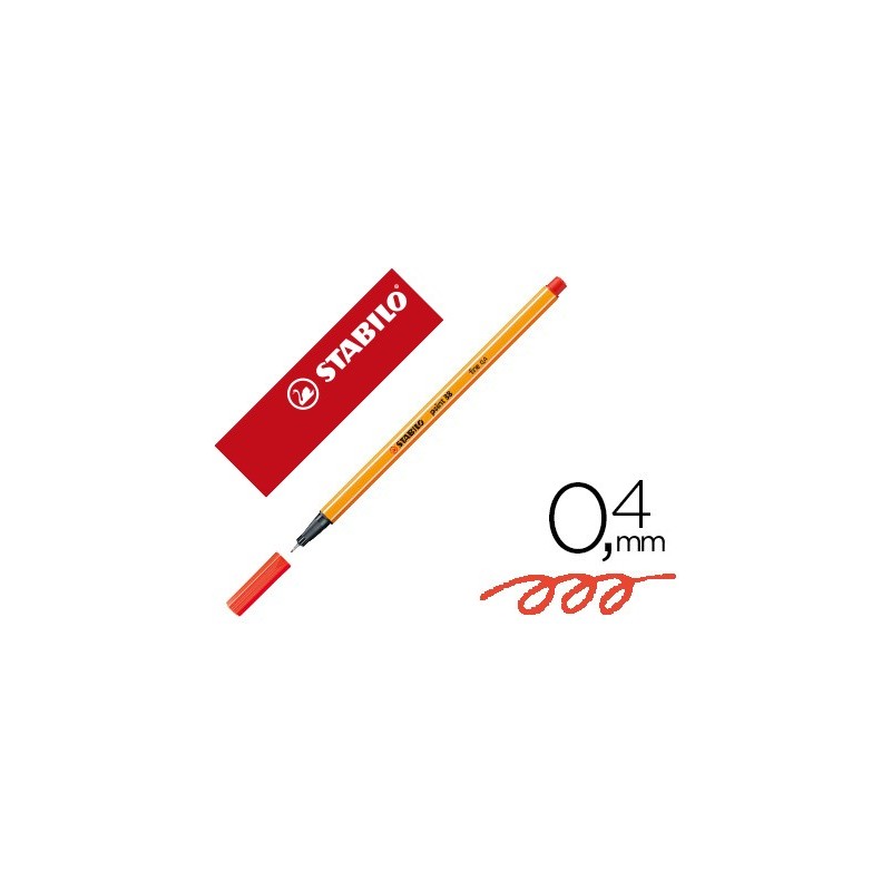 Rotulador stabilo punta de fib ra point 88 bermellon punta fina 0,4mm Rotulador stabilo punta de fib ra point 88 bermellon punta fina 0,4mm