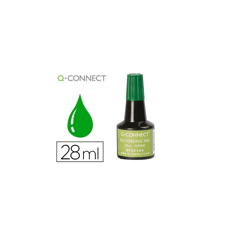 Tinta tampon q-connect verde bote 28 ml