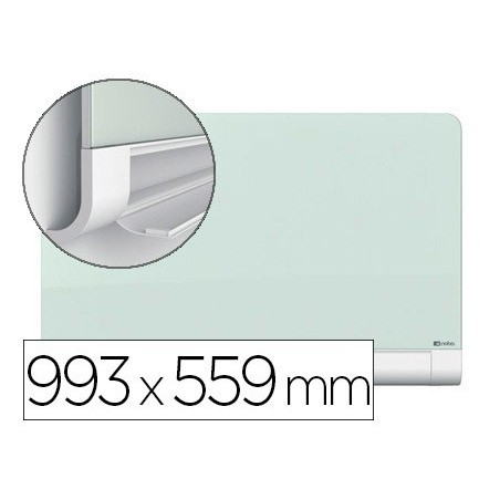 Pizarra blanca nobo diamond cristal magnetica esquinas redondas 993x559 mm