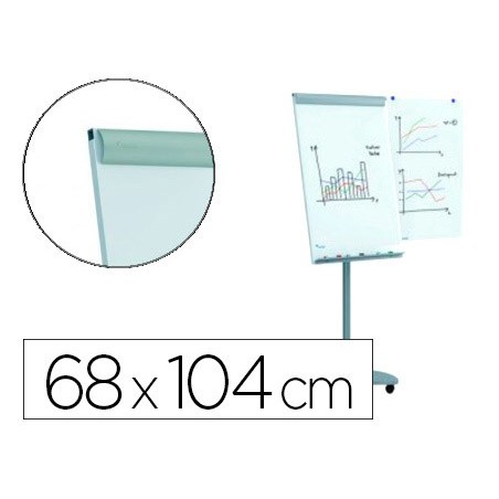 Pizarra blanca rocada para conferencias metalica lacada magnetica con ruedas 68x104 cm incluye 2 brazos laterales