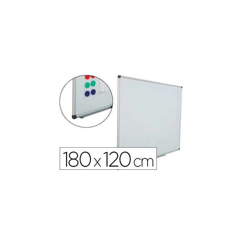 Pizarra blanca rocada acero vitrificado magnetico marco aluminio y cantoneras pvc 180x120 cm incluye bandeja Pizarra blanca rocada acero vitrificado magnetico marco aluminio y cantoneras pvc 180x120 cm incluye bandeja
