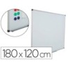 Pizarra blanca rocada acero vitrificado magnetico marco aluminio y cantoneras pvc 180x120 cm incluye bandeja