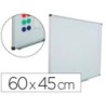 Pizarra blanca rocada acero vitrificado magnetico marco aluminio y cantoneras pvc 60x45 cm incluye bandeja para