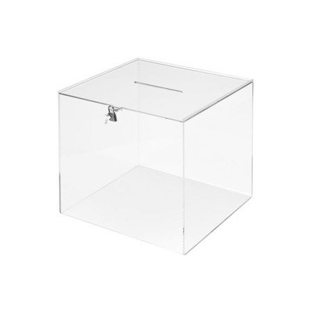 Urna electoral archivo 2000 cuadrada con llave metacrilato 3 mm 300x300x300 mm