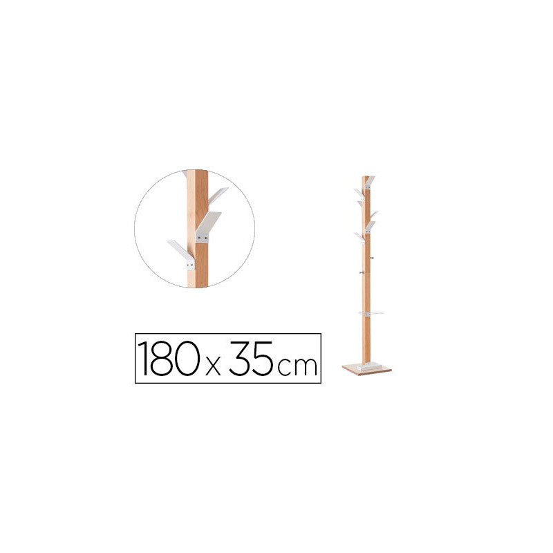 Perchero madera paperflow haya 8 colgadores con paraguero blanco altura 180 cm Perchero madera paperflow haya 8 colgadores con paraguero blanco altura 180 cm