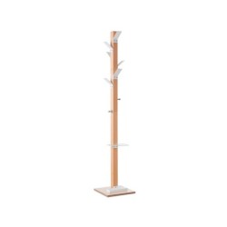 Perchero madera paperflow haya 8 colgadores con paraguero blanco altura 180 cm