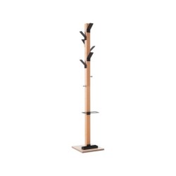 Perchero madera paperflow haya 8 colgadores con paraguero negro altura 180 cm
