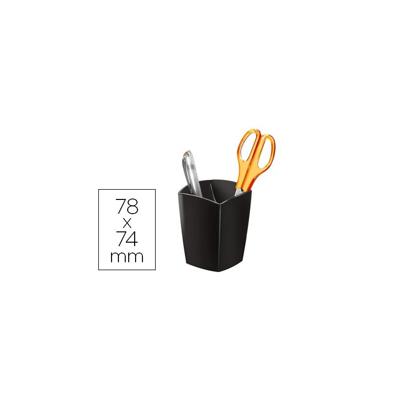 Cubilete portalapices cep negro opaco plastico magnetico 78x74x95 mm