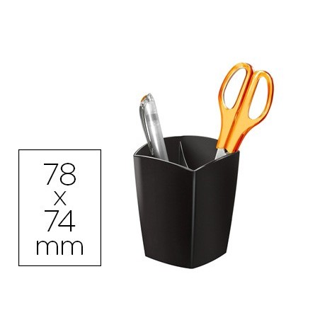 Cubilete portalapices cep negro opaco plastico magnetico 78x74x95 mm