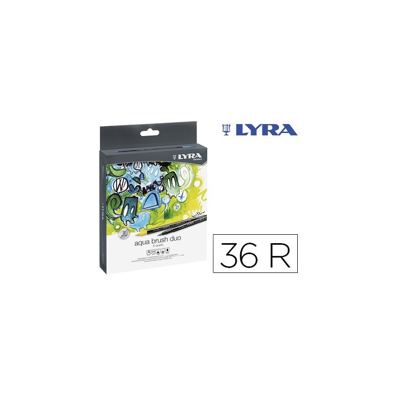 Rotulador lyra aqua brush duo caja de 36 colores surtidos Rotulador lyra aqua brush duo caja de 36 colores surtidos