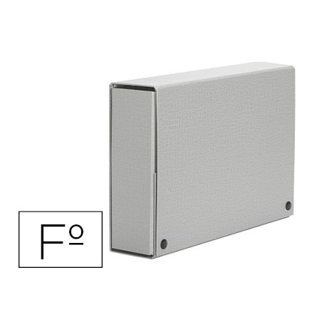 Carpeta proyectos pardo folio lomo 120 mm carton forrado gris con broche