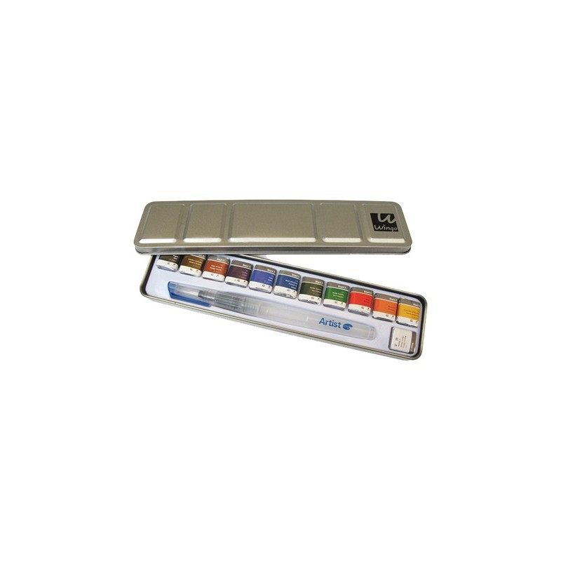 Acuarela artist start caja metal 12 colores surtidos  pincel rellenable