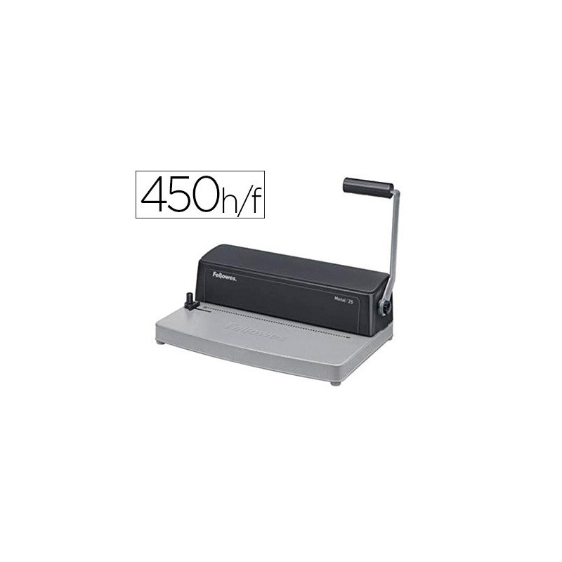 Encuadernadora para espiral fellowes metal 25 perfora 10 hojas tamaño a4 encuaderna hasta 450 hojas paso 5:1