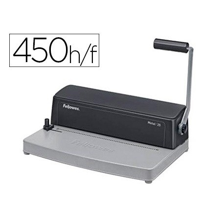 Encuadernadora para espiral fellowes metal 25 perfora 10 hojas tamaño a4 encuaderna hasta 450 hojas paso 5:1
