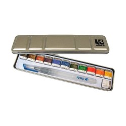 Acuarela artist start caja metal 12 colores surtidos  pincel rellenable