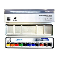 Acuarela artist start caja metal 12 colores surtidos  pincel rellenable
