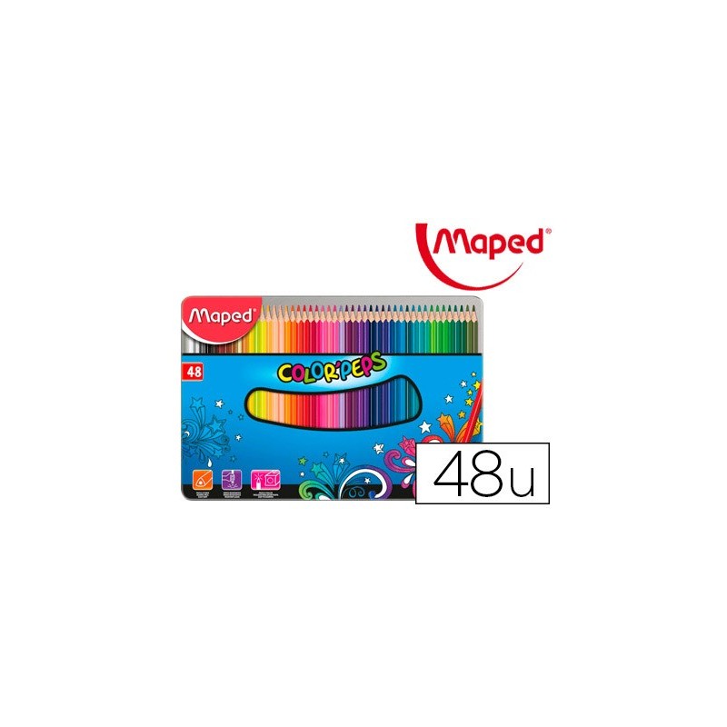 Lapices de colores maped color peps caja metalica de 48 lapices colores surtidos