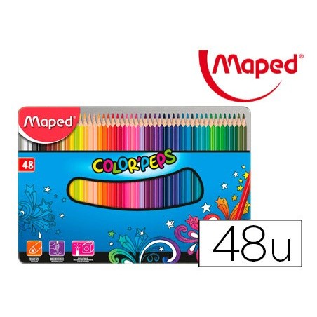 Lapices de colores maped color peps caja metalica de 48 lapices colores surtidos
