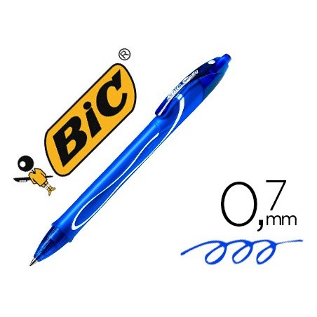 Boligrafo bic gelocity quick dry retractil tinta gel azul punta de 0,7 mm