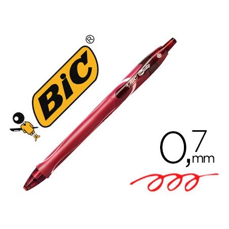 Boligrafo bic gelocity quick dry retractil tinta gel rojo punta de 0,7 mm
